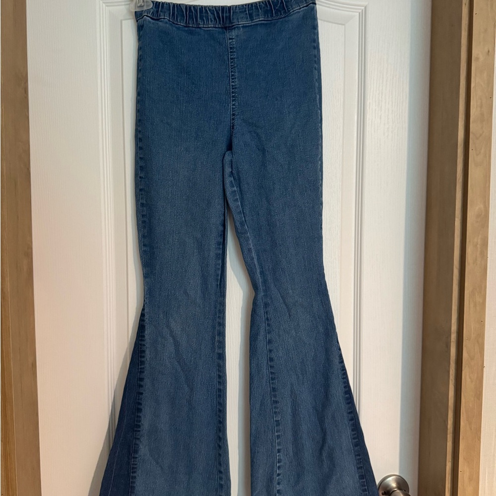 Blue Flare Wide Leg Jeans